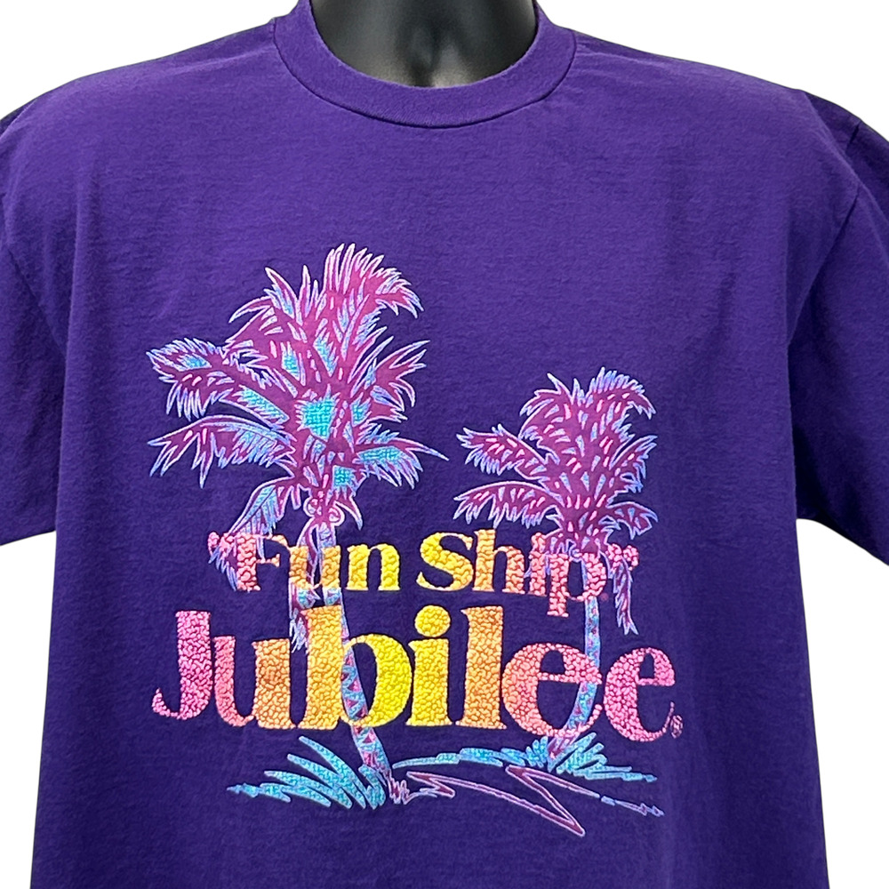 Vintage 90s Carnival Cruise Line Fun Ship Jubilee T Shirt Mens XL X-Large Purple